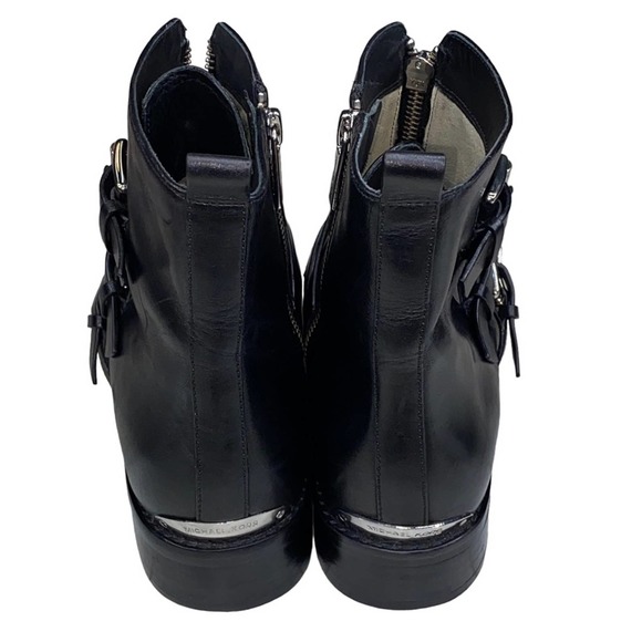 Michael Michael Kors Women’s Black Leather Buckle Side Zip Ankle Bootie Size 8.5 - Picture 8 of 9
